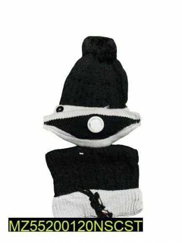 Beanie Wool Cap, Neck Warmer & Mask