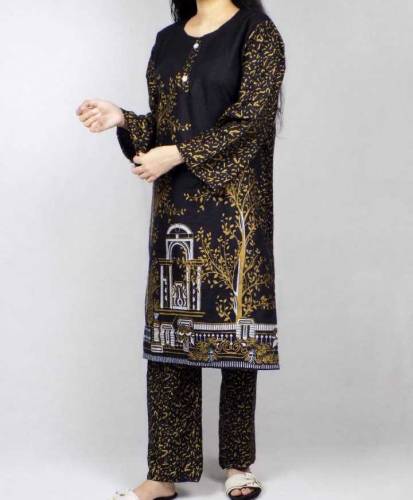 2pcs women stitched linen printed suit