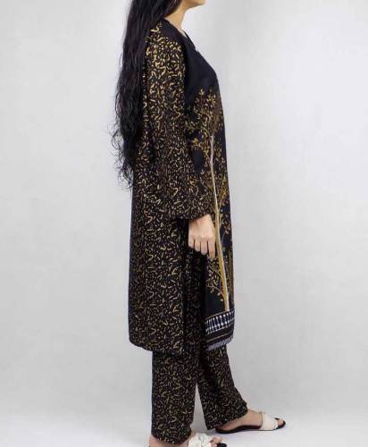 2pcs women stitched linen printed suit