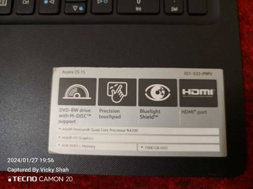 Laptop| Acer Aspire ES-15 Laptop 1Tb Hard 8gb Ram