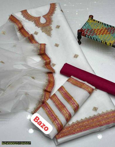 3 pecs women unstitched organza suit