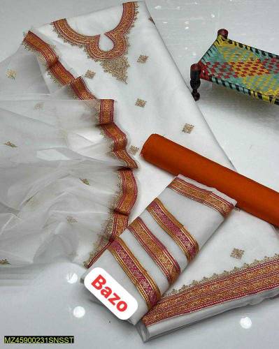 3 pecs women unstitched organza suit