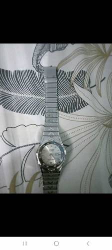 Japanese Men's Watch: Crystal Silver Dial Stainless Steel bracelet