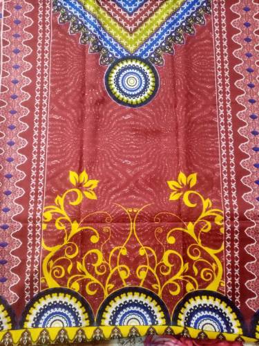 3pcs printed suit plain trouser net dupatta printed shirt maroon shade