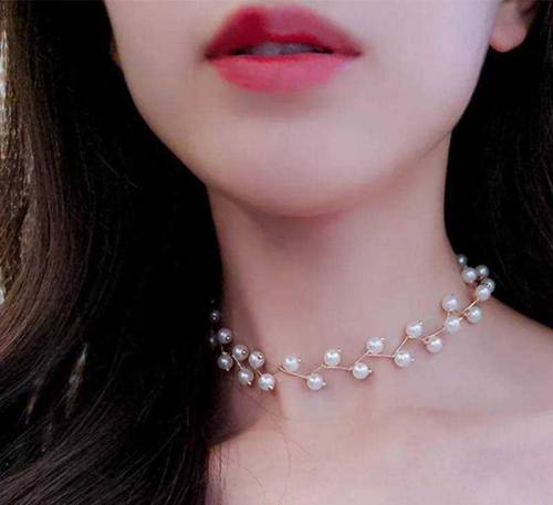 Alloy Gold plated Pearl Stone choker