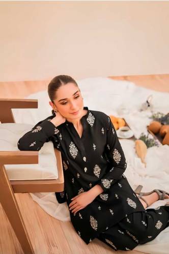 2 Pcs Women's Stitched Linen Printed Suit