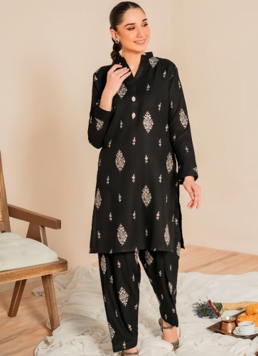 2 Pcs Women's Stitched Linen Printed Suit