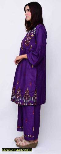 2pcs linen stitched suit