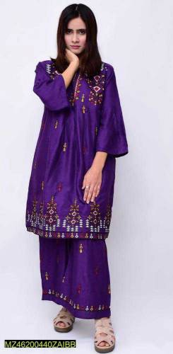 2pcs linen stitched suit