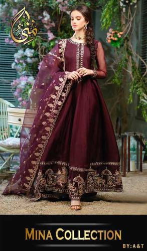 3 pc Shahi Embroidered Border Maxi