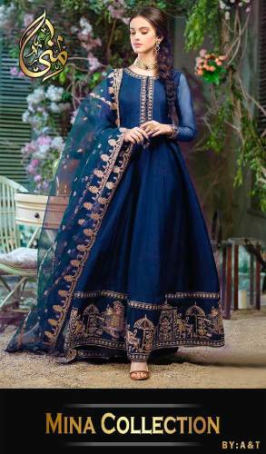 3 pc Shahi Embroidered Border Maxi
