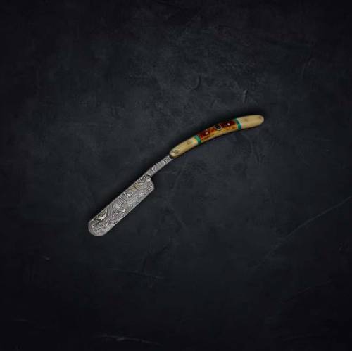 High-quality Hair remover Damascus handmade Razor with leather cover 