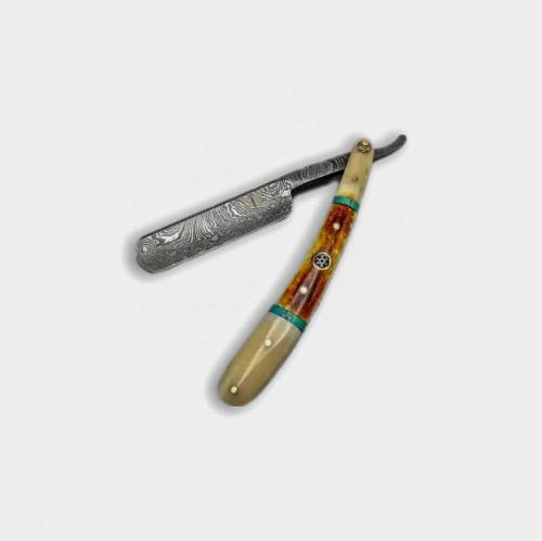 High-quality Hair remover Damascus handmade Razor with leather cover 