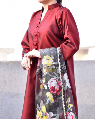 3pc women's stitched silk plain suit