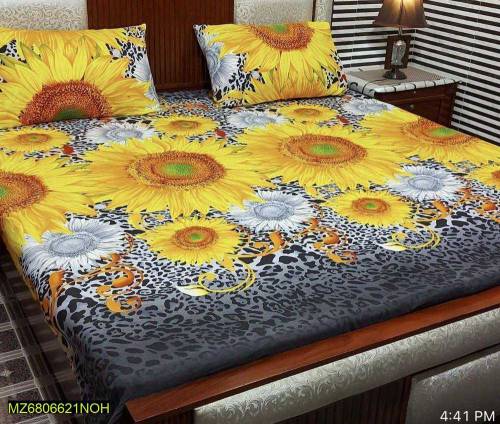 3 pice cotton prented double bed sheet