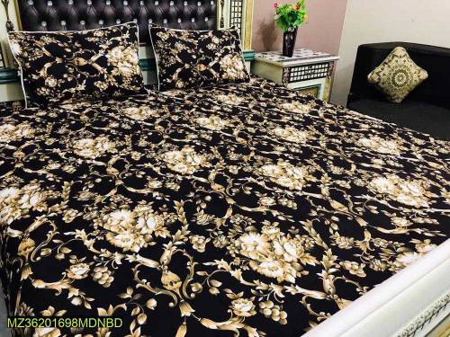 3 pice cotton prented double bed sheet