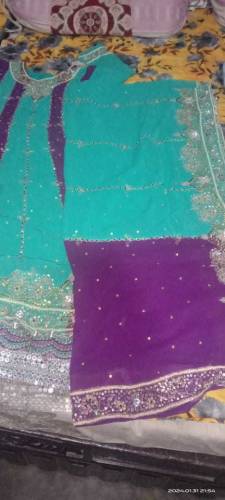 one time used bridal maxi with heavy duppata and trouser