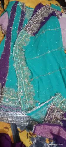 one time used bridal maxi with heavy duppata and trouser