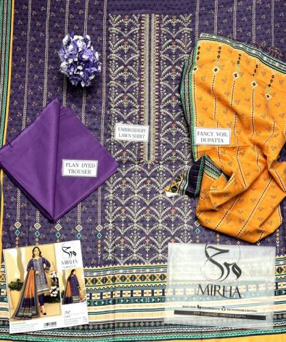 Mirha Lawn 3 Pieces Party Wear| Summer 24