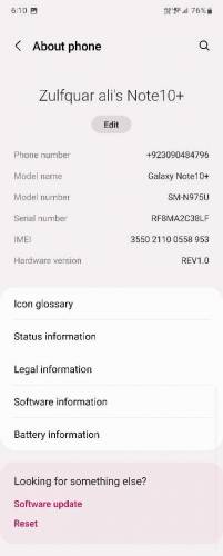 Samsung Galaxy note 10plus 5g cpid aprol minar dot
