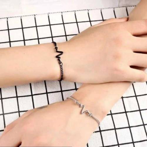 2pc Black and Silver ECG bracelets 