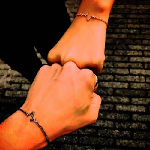 2pc Black and Silver ECG bracelets 