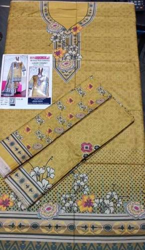 3 Pcs women unstitched Shamery printed suit 