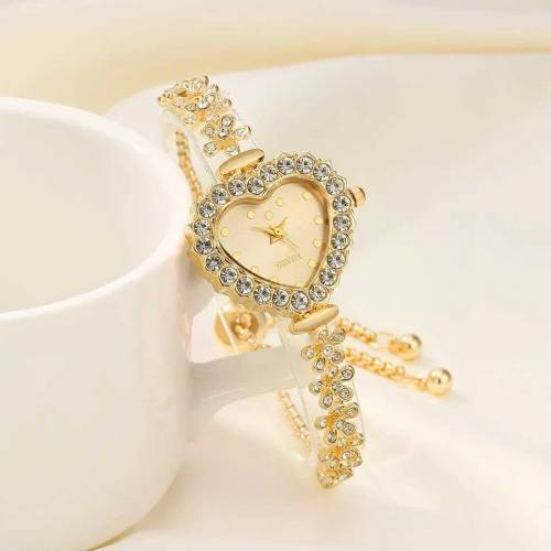 Ladies watch with bracelet Golden Heart Shape 