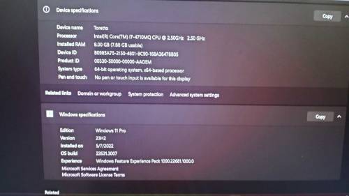 Hp zbook Pro Core i7 Windows 11 pro Installed 