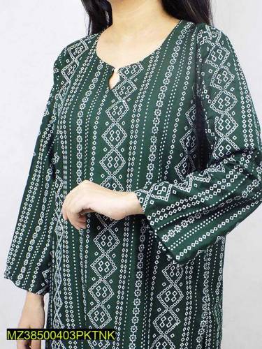 2 Psc women's Unstitched Line Printed Suit