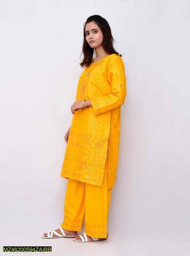 2 PCs stitched cotton suit 
