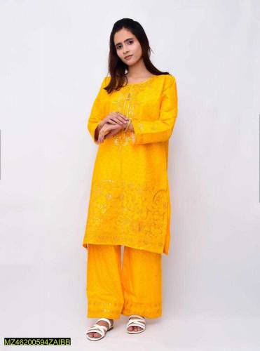 2 PCs stitched cotton suit 