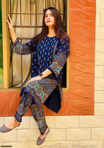 2 PCs stitched cotton suit 