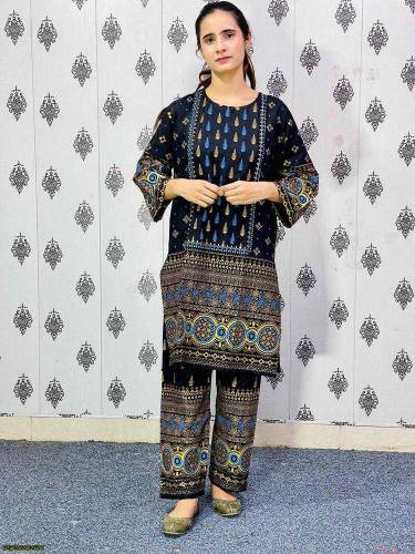 2 PCs stitched cotton suit 