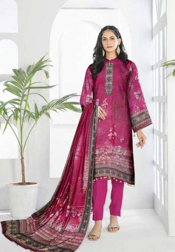 3Pc Amna B women unstitched Dhanak printed suit 