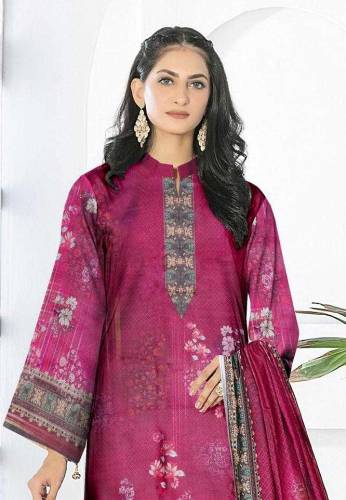 3Pc Amna B women unstitched Dhanak printed suit 