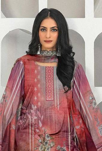 3pcs Amna B women unstitched Dhanak printed suit 
