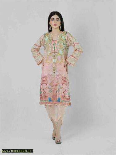  Lawn•  Shirt: Full Printed With Embroidered Neckline