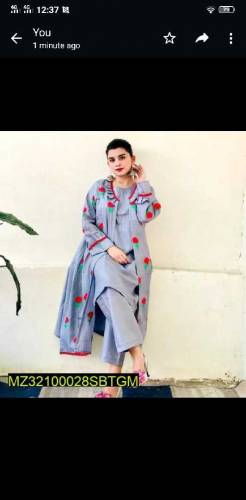 silk fancy Gown 3pc women stitched