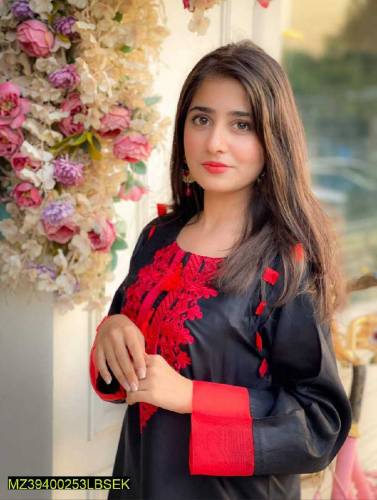 2 piece woman stitched Linen Embroidered suit 