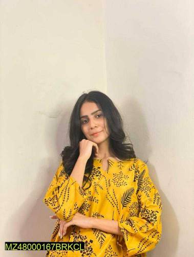2 PC women Stitched linen Printed Suit 