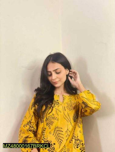 2 PC women Stitched linen Printed Suit 