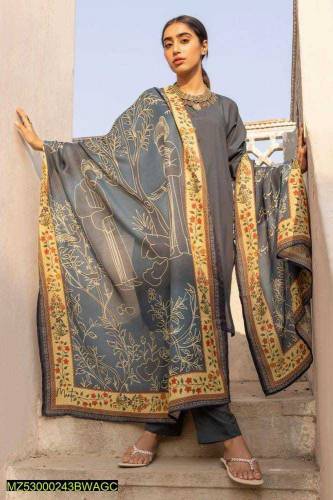 1 Pc Women's Stitched Pashmina Calligraphy Print Dupatta