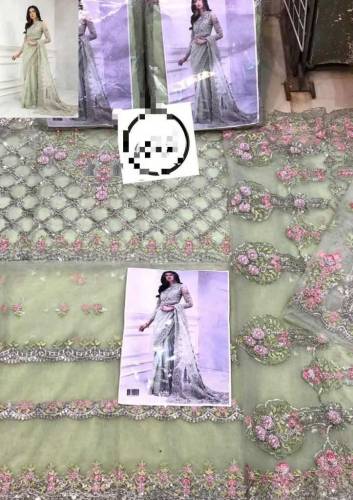 Net Fully Heavy Embroidered Spengle Work Saree