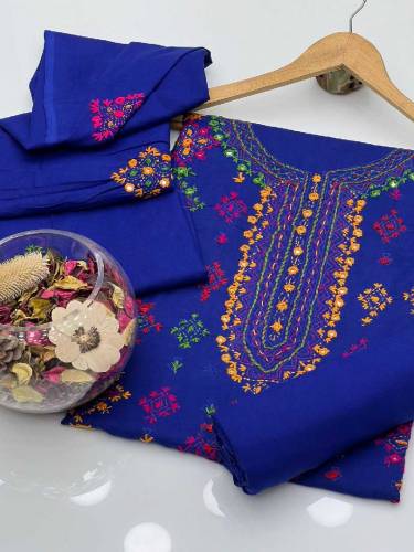 3pc soft Cotton Lawn Afghani Sheesha Gala dress
