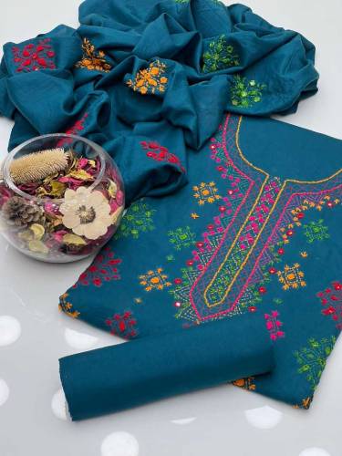 3pc soft Cotton Lawn Afghani Sheesha Gala dress