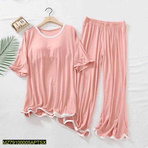 2pcs women's stitched cotton jersey sleepwear 