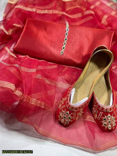 3Pcs woman unstiched Plian Silk 