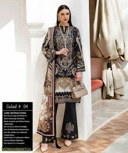 3 PCs woman's embroidered unstitched suit 