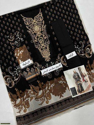 3 PCs woman's embroidered unstitched suit 